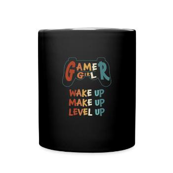 Gamer Girl Réveillez-vous Maquillage Monter de niveau - Mug uni - noir - Devant