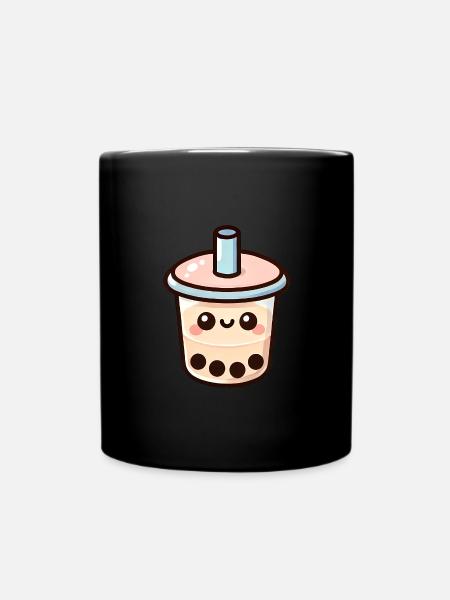 Kawaii Boba Thé à bulles mignon - Mug uni - noir