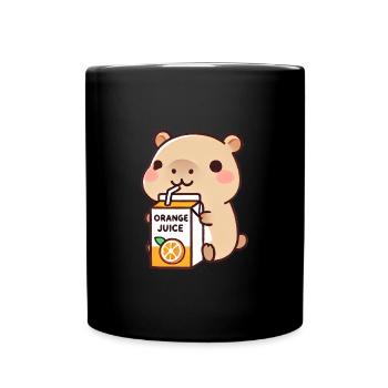 Kawaii Capybara Orangensaft - Tasse einfarbig - Schwarz - Vorne