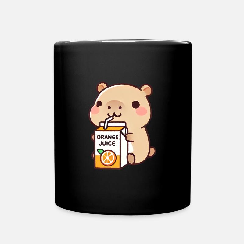 Kawaii Capybara Orangensaft - Tasse einfarbig - Schwarz