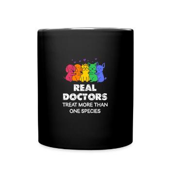 Real doctors treat more animal lovers veterinarian - Full Colour Mug - black - Front