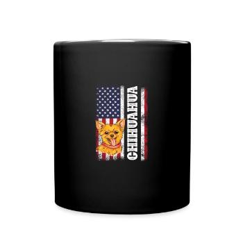 Shih Tzu Drapeau américain Chiot Propriétaire d’animal de compagnie Hun - Mug uni - noir - Devant