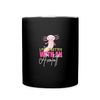 Lustiger Axolotl Niedlich Kawaii Tier Spaß Liebhab - Tasse einfarbig - Schwarz - Vorne