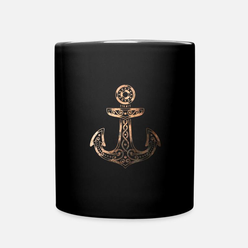 Wikinger Anker - Retro Kupfer - Tasse einfarbig - Schwarz