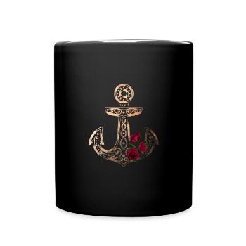 Vintage Rosenanker - Tasse einfarbig - Schwarz - Vorne