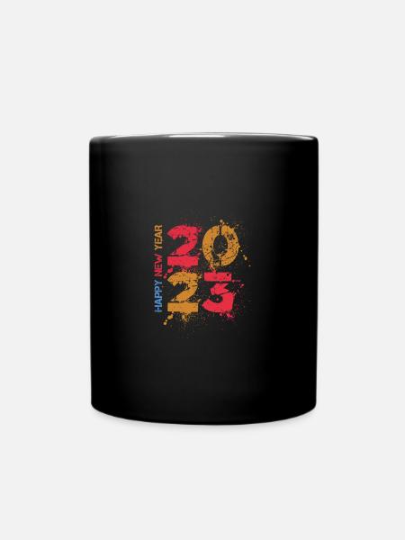 Happy New Year 2023 New Year's Eve Christmas - Full Colour Mug - black