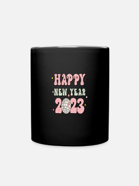 Happy New Year 2023 New Year's Eve Christmas - Full Colour Mug - black