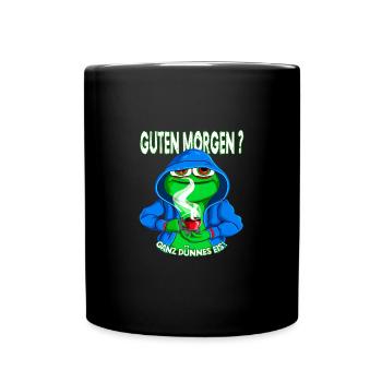 Ganz Dünnes Eis Morgenmuffel Frosch Kaffee - Tasse einfarbig - Schwarz - Vorne