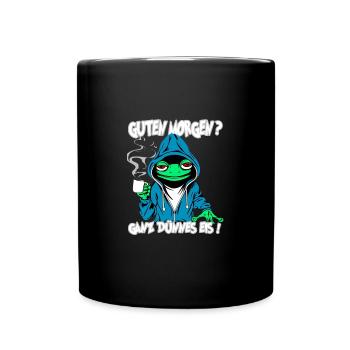 Ganz Dünnes Eis Morgenmuffel Frosch Kaffee - Tasse einfarbig - Schwarz - Vorne