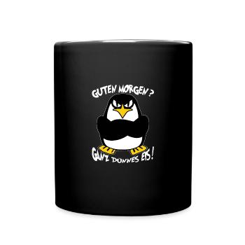 Ganz Dünnes Eis Morgenmuffel Pinguin Kaffee - Tasse einfarbig - Schwarz - Vorne