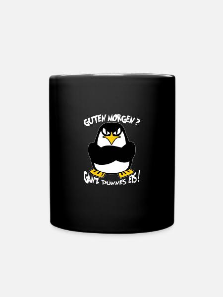 Ganz Dünnes Eis Morgenmuffel Pinguin Kaffee - Tasse einfarbig - Schwarz