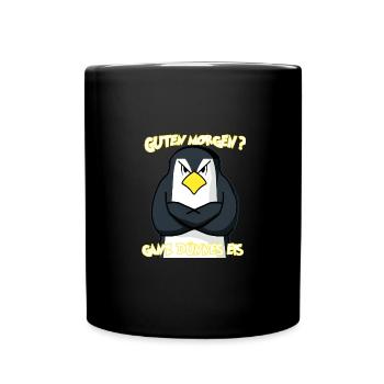 Ganz Dünnes Eis Morgenmuffel Pinguin Kaffee - Tasse einfarbig - Schwarz - Vorne