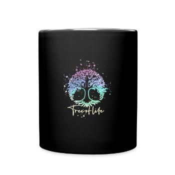 ,lebensbaum,baum,baum des lebens,pastell - Tasse einfarbig - Schwarz - Vorne