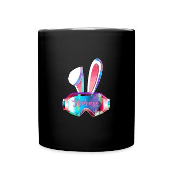 Ski ,pink,skiing,ski,rabbit,rabbit with goggles - Full Colour Mug - black - Front