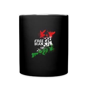 free iran, freedom, iran, free iran,flag,birds, - Tasse einfarbig - Schwarz - Vorne