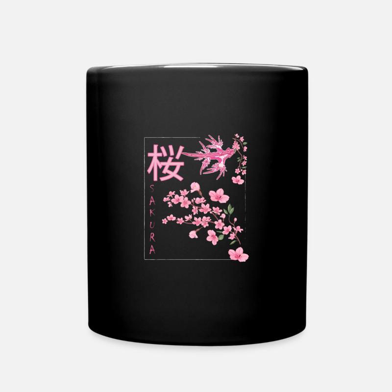 Sakura, fleur de cerisier, dragon, Japon, fleurs - Mug uni - noir