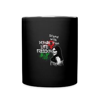 woman life freedom,vögel,iran,graffiti,Mahsa Amini - Full Colour Mug - black - Front