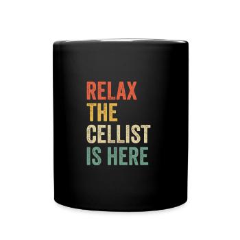 Détendez-vous Le violoncelliste est ici Violoncelliste - Mug uni - noir - Devant