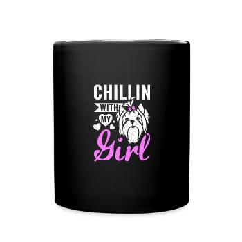 chillin with my yorkie girl - Full Colour Mug - black - Front