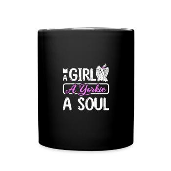 A girl a yorkie a soul - Full Colour Mug - black - Front