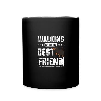walking with my best friend dachshund - Full Colour Mug - black - Front