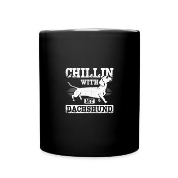 Chillin avec mon teckel - Mug uni - noir - Devant