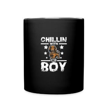 chillin avec mon teckel garçon - Mug uni - noir - Devant