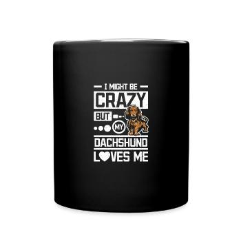 Je suis folle mais mon teckel m’aime - Mug uni - noir - Devant