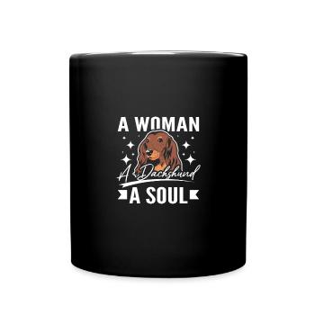 Une femme un teckel une âme - Mug uni - noir - Devant
