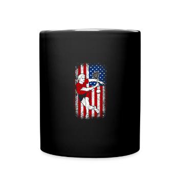 4th of july Usa Proud American Flag Squash Player - Full Colour Mug - black - Front