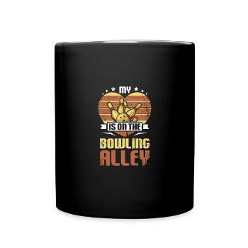 My heart is on the bowling alley - Full Colour Mug - black - Front