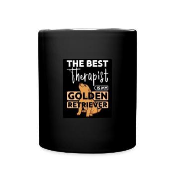 The best therapist is my golden retriever - Full Colour Mug - black - Front