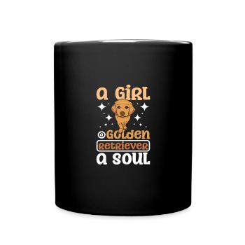 A girl a golden retriever a soul - Tasse einfarbig - Schwarz - Vorne