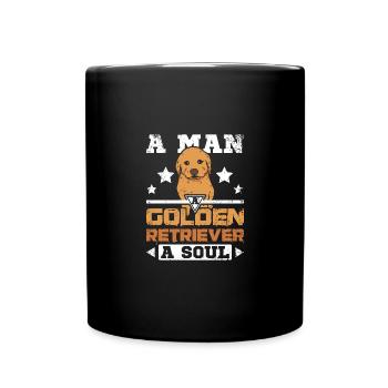 A man a golden retriever a soul - Tasse einfarbig - Schwarz - Vorne