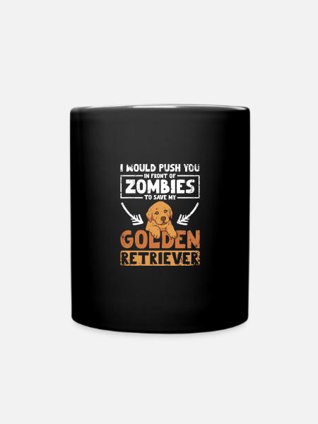 Push you in front of zombies golden retriever - Full Colour Mug - black