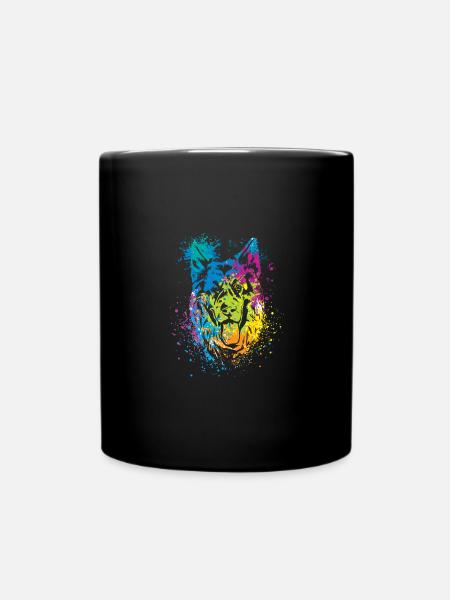 colorful splash art dog lover German shepherd - Tasse einfarbig - Schwarz