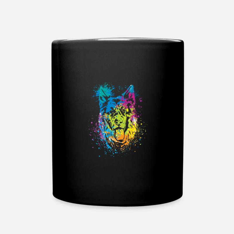colorful splash art dog lover German shepherd - Tasse einfarbig - Schwarz