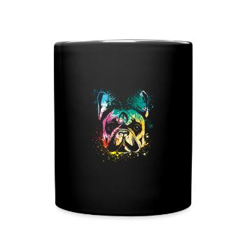 colorful splash art dog lover French bulldog - Tasse einfarbig - Schwarz - Vorne