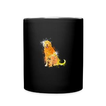 colorful splash art dog lover Golden Retriever - Tasse einfarbig - Schwarz - Vorne