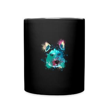 Colorful Splash Art Dog Lover Siberian Husky - Full Colour Mug - black - Front