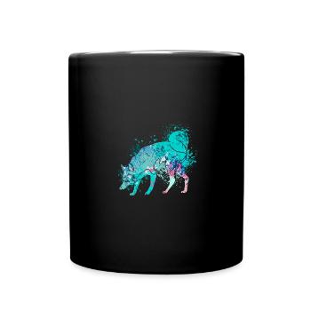Colorful Splash Art Dog Lover Siberian Husky - Full Colour Mug - black - Front