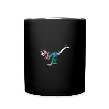 Splash art Dinosaur velociraptor skeleton - Tasse einfarbig - Schwarz - Vorne