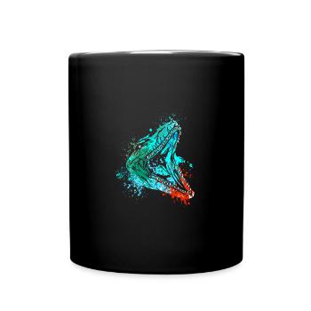 Splash art Marine Dinosaur mosasaurus head - Full Colour Mug - black - Front