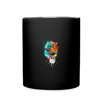 Splash Dinosaur Tyrannosaurus rex T-rex head - Full Colour Mug - black - Front