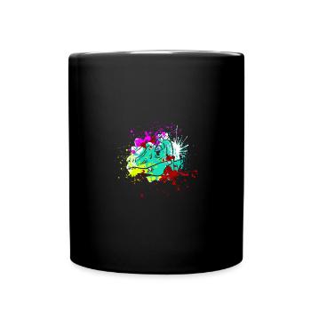 Splash art Dinosaur velociraptor head - Tasse einfarbig - Schwarz - Vorne