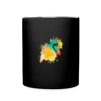 Colerfull Splash Art Farm animaux tête de poulet - Mug uni - noir - Devant