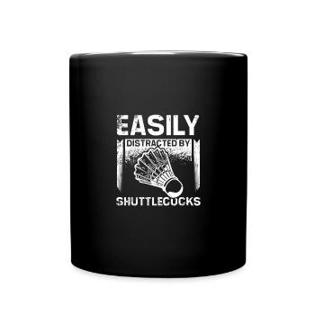 Facilement distrait par les volants de badminton - Mug uni - noir - Devant