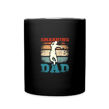 Father's day Smashing badminton dad - Full Colour Mug - black - Front