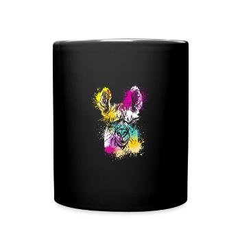 Colorful Splash Art Farm animals alpaca Llama head - Full Colour Mug - black - Front