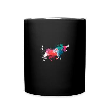 Colorful Splash Art Farm animals bull ox - Full Colour Mug - black - Front